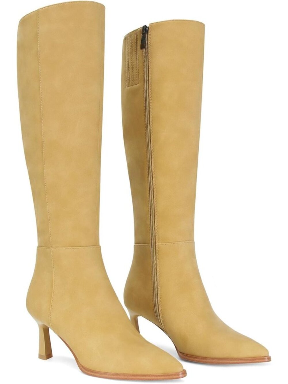 👢Women's Banana Knee High Boots Leather Tall Boots Stiletto Kitten Heeled Boots
